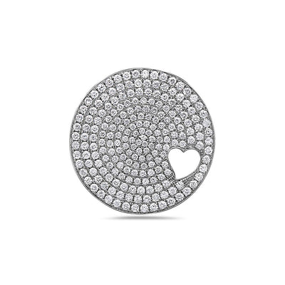 18K White Gold Circle with Heart Women's Pendant with 2.72CT Diamonds