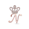 18K Rose Gold Letter "N" with Crown Women's Pendant with 0.45CT Diamonds