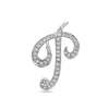 14K White Gold Letter "P" Women's Pendant with 0.30CT Diamonds