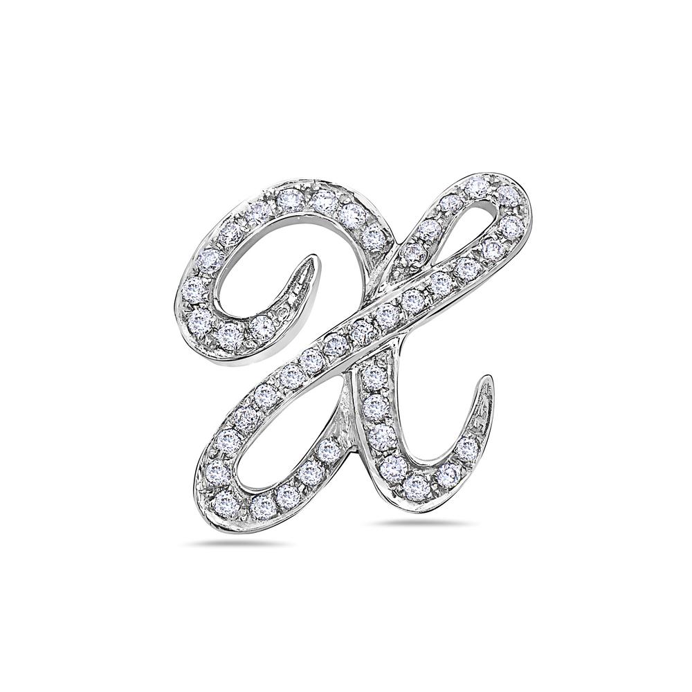 14K White Gold Letter "X" Women's Pendant with 0.35CT Diamonds