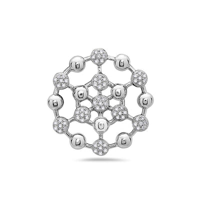 14K White Gold Atom Figure Women's Pendant with 0.35CT Diamonds