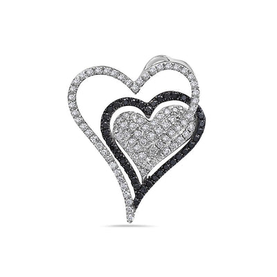 14K White Gold Floating Hearts Women's Pendant with 1.75CT Diamonds