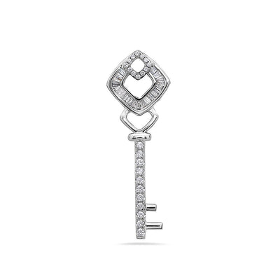 18K White Gold Key Women's Pendant with 0.56CT Diamonds