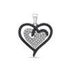 14K White Gold Double Heart Women's Pendant with 0.95CT Diamonds