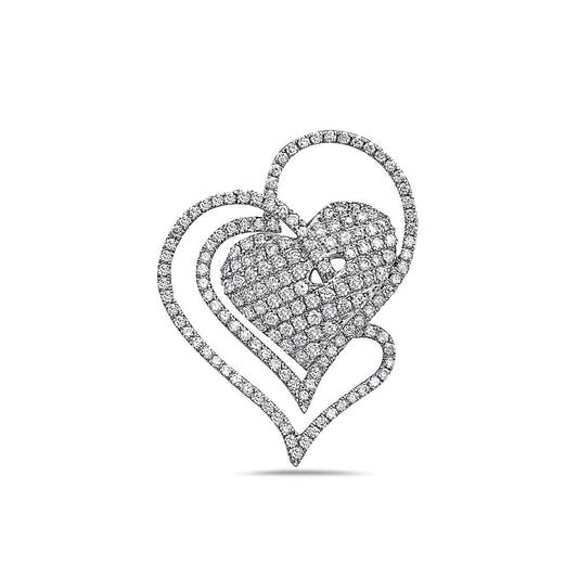 14K White Gold Intertwined Hearts Women's Pendant with 1.31CT Diamonds