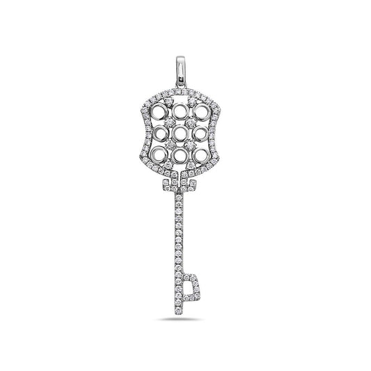 18K White Gold Key Women's Pendant with 0.65CT Diamonds