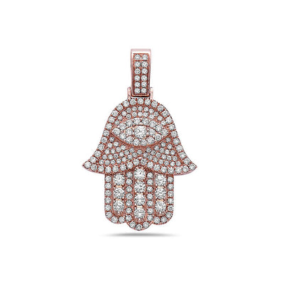 14K Rose Gold Hamsa Pendant with 2.45 CT Diamonds