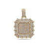 14K Yellow Gold Double Square Women's Pendant with 3.00CT Diamonds