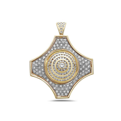 Men's 14K Yellow Gold Native Pendant with 5.00 CT Diamonds