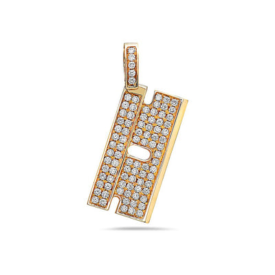 14K Yellow Gold Rectangle Shape Women's Pendant with 1.02CT Diamonds