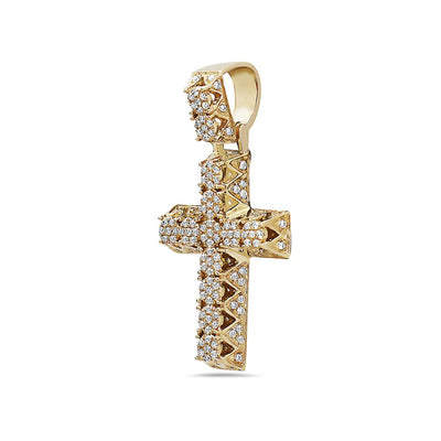 Unisex 14K Yellow Gold Cross Pendant with 0.60 CT Diamonds