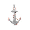 Unisex 14K White Gold Anchor Pendant with 3.36 CT Diamonds