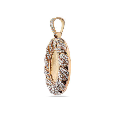 14K Yellow Gold Frame Coin Women's Pendant with 3.08CT Diamonds