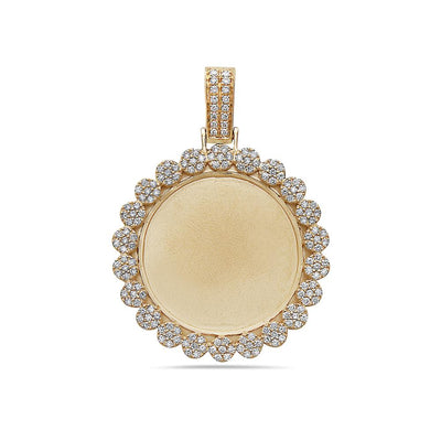 Unisex 14K Yellow Gold Blank Bezel Pendant with 1.76 CT Diamonds