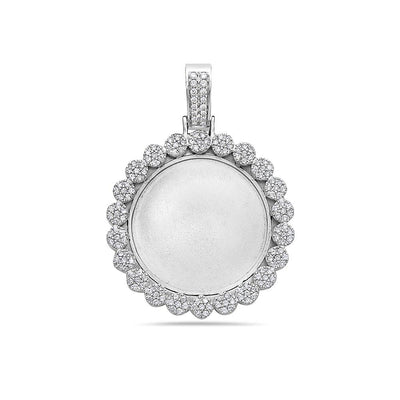 Unisex 14K White Gold Blank Bezel Pendant with 1.70 CT Diamonds