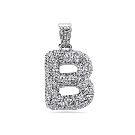 Men's 14K White Gold 'B' Pendant with 7.78 CT Diamonds