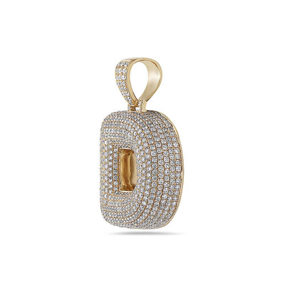 Men's 14K Yellow Gold 'D' Pendant with 7.99 CT Diamonds