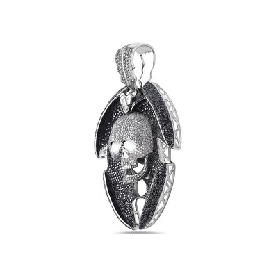 10K White Gold Skull Pendant with 13.55 CT Diamonds