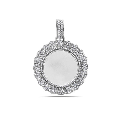 Unisex 14K White Gold Blank Bezel Pendant with 2.45 CT Diamonds