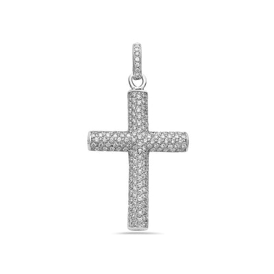 Unisex 14K White Gold Cross Women's Pendant with 3.50CT Diamonds