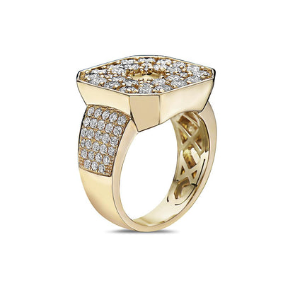 Men's 14K Yellow Gold Ring with 3.83 CT Diamonds