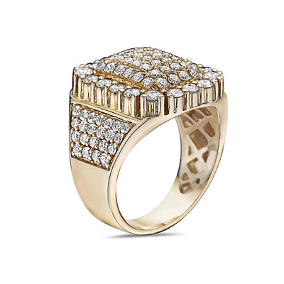 Men's 14K Yellow Gold Ring with 2.93 CT Diamonds