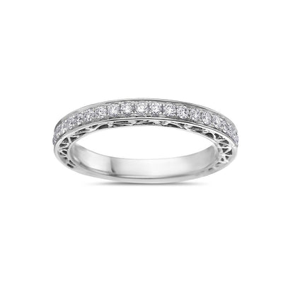 Ladies 18K White Gold With 0.45 CT Diamonds Wedding Band