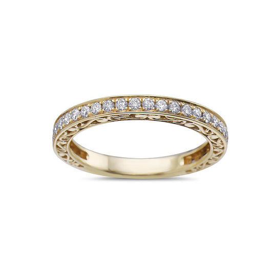 Ladies 18K Yellow Gold Wedding Band with 0.42 CT Diamonds
