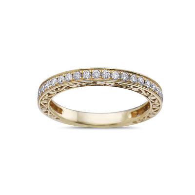 Ladies 18K Yellow Gold Wedding Band with 0.42 CT Diamonds