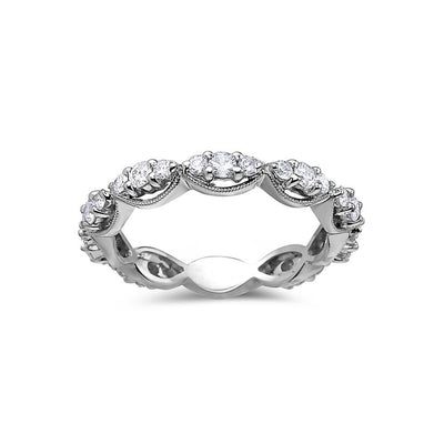 Ladies 18k White Gold With 0.84 CT Wedding Band