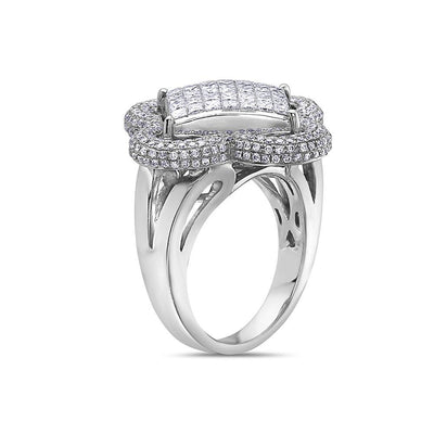 Ladies 14k White Gold With  2.40 CT Right Hand Ring