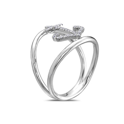 Ladies 18k White Gold With 0.14 CT Right Hand Ring