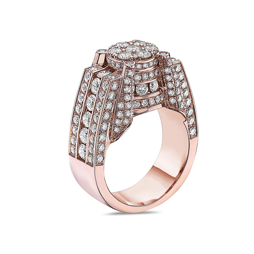 Men's 14K Rose Gold Ring with 4.91 CT Diamonds