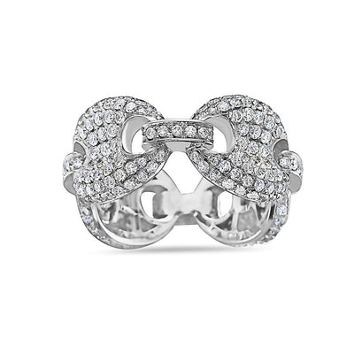 Men's 14K White Gold Chain Ring with 3.54 CT Diamonds