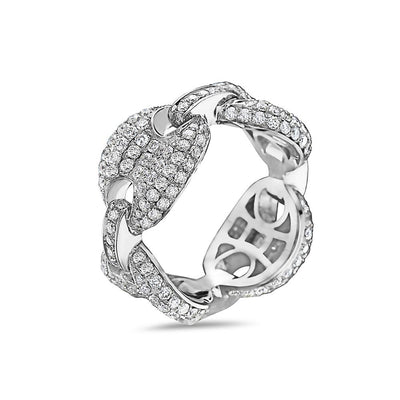 Men's 14K White Gold Chain Ring with 3.54 CT Diamonds