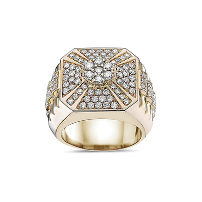 Men's 14K Yellow Gold Ring with 2.22 CT Diamonds