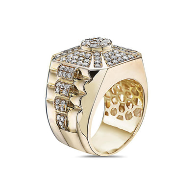 Men's 14K Yellow Gold Ring with 2.22 CT Diamonds