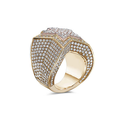 Men's 14K Rose and Yellow Gold Star Ring with 8.14 CT Diamonds