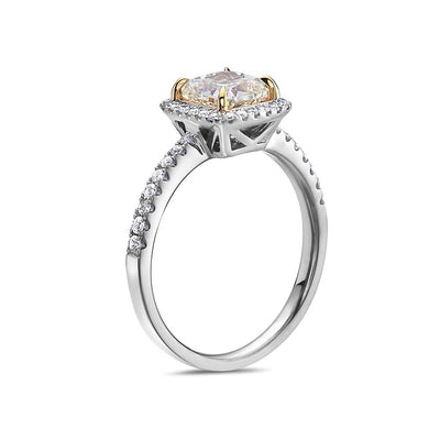 Ladies 18k Yellow And White Gold Halo With 1.53 CT Engagement Ring