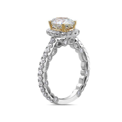 Ladies 18k White Gold Halo With 2.99 CT Engagement Ring