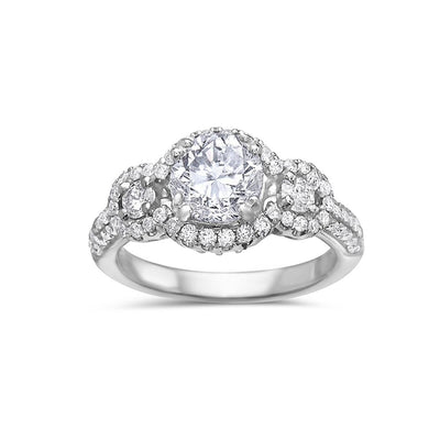 Ladies 18k White Gold Halo With 2.41 CT Engagement Ring