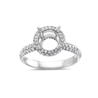 Ladies 18k White Gold With 1.02 CT Semi Mount Halo Engagement Ring