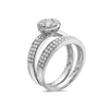 Ladies 14k White Gold Halo Ring With 1.08 CT Bridal Set