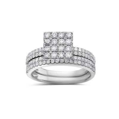 Ladies 14k White Gold With 1.09 CT Bridal Set