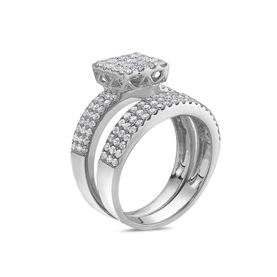 Ladies 14k White Gold With 1.42 CT Bridal Set