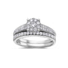 Ladies 14k White Gold Halo With 0.84 CT Bridal Set