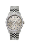 Rolex Datejust Diamond Watch, 36mm, Stainless Steel Gray Rolex Dial w/ Diamond Bezel and Lugs