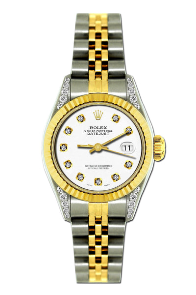 Rolex Datejust Diamond Watch, 26mm, Yellow Gold and Stainless Steel Bracelet Lilac Dial w/ Diamond Lugs