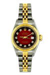 Rolex Datejust 26mm Yellow Gold and Stainless Steel Bracelet Red and Black Dial