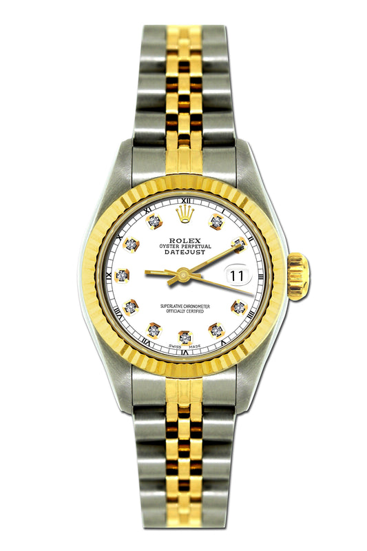 Rolex Datejust 26mm Yellow Gold and Stainless Steel Bracelet White Dial